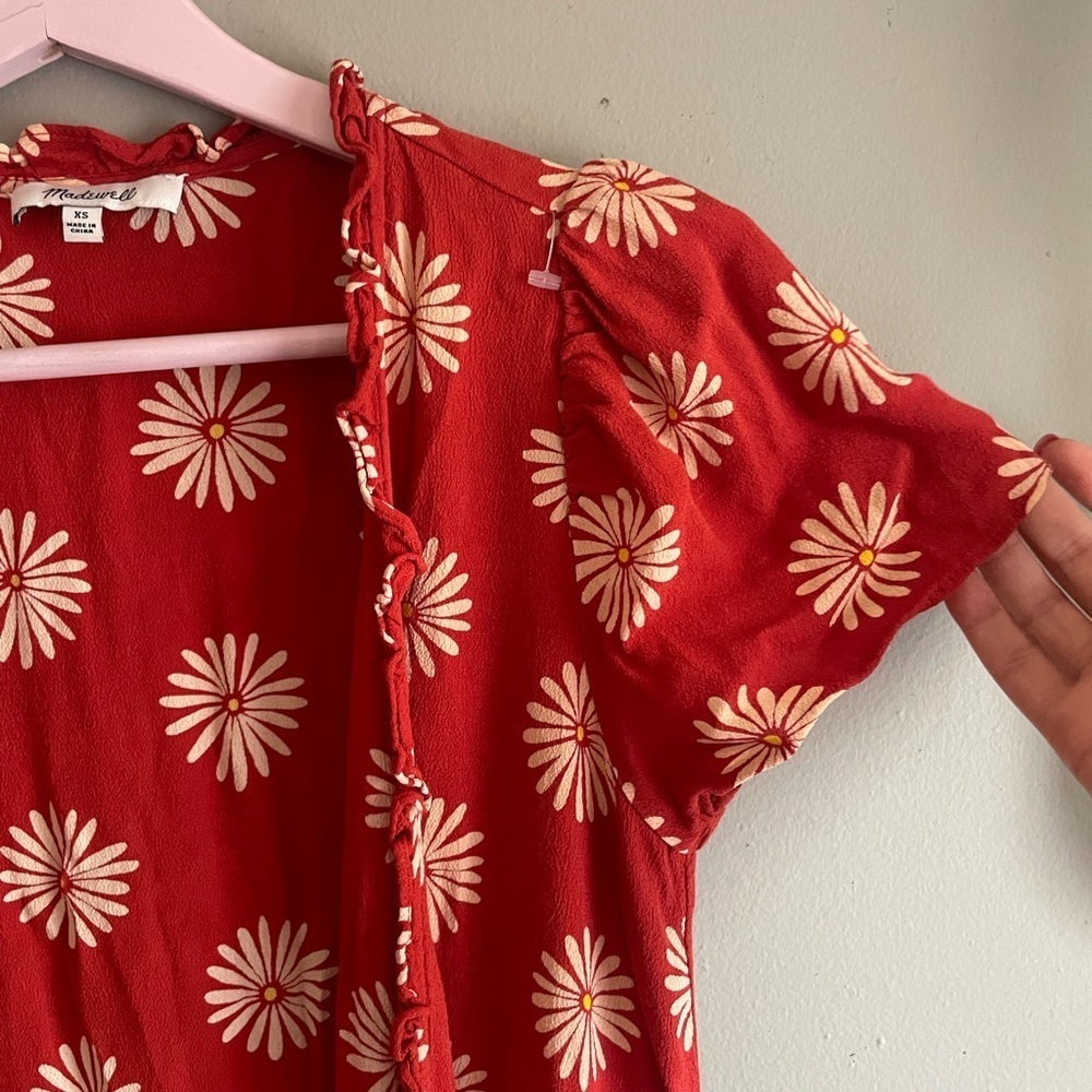 Madewell Red Dress with White Floral Design - Picture 2 of 10